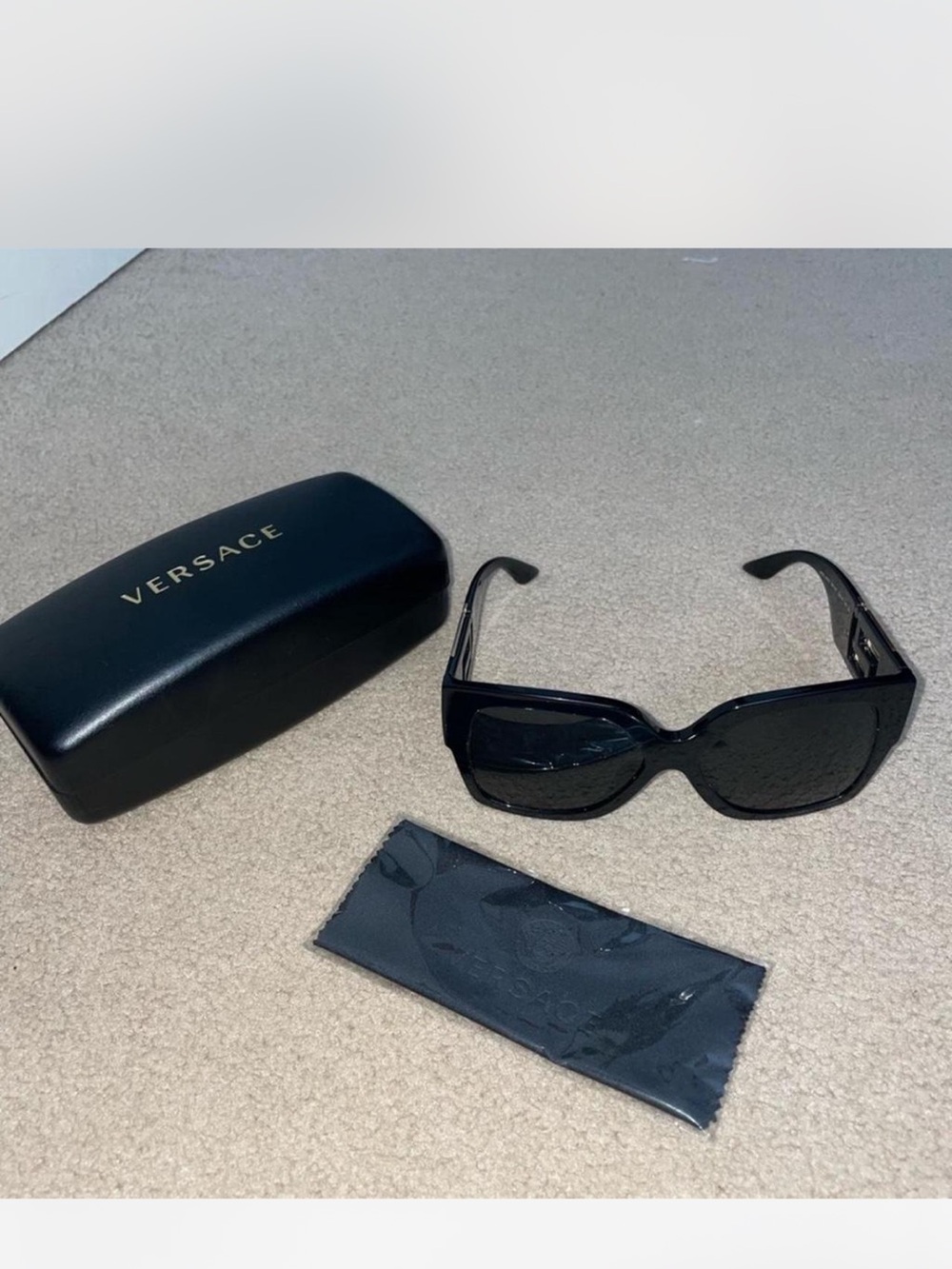 Versace Black Women’s Chunky Rectangular Sunglasses